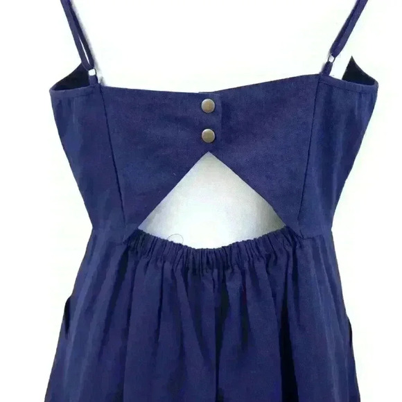 Market & Spruce Truly Poppy Navy Linen Crissie Mini Dress Fit & Flare Size Large - Picture 5 of 9